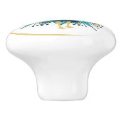 ビューティフルピーコックインブルーティール(緑がかった色)金ゴールド セラミックノブ (側面)