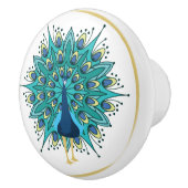 ビューティフルピーコックインブルーティール(緑がかった色)金ゴールド セラミックノブ (右)