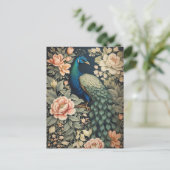 ビューティフルピーコックウィリアムインスパイアモリスフローラ ポストカード (スタンド正面)