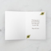 ビューティフルピーコックオンライトブルー誕生日 ノートカード (内部)