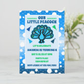 ビューティフルピーコックフェザー誕生日 招待状 (スタンド正面)