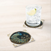 ビューティフルピーコックブルー金ゴールドターコイズアールデコ スクエアペーパーコースター (インサイチュ)