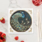 ビューティフルピーコックブルー金ゴールドターコイズアールデコ スタンダードランチョンナプキン (インサイチュ)