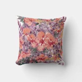 ビューティフルピーチアンドパープルフローラ装飾用クッション クッション