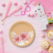 ビューティフルピーチアンドホワイトフローラリース ペーパープレート (パーティー)