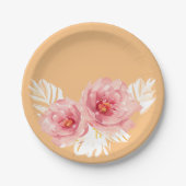ビューティフルピーチアンドホワイトフローラリース ペーパープレート (正面)