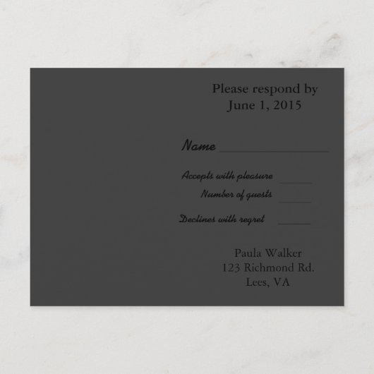 ビューティフルピーチイエローアンドグリーンフローラrsvp インビテーションポストカード (裏面)