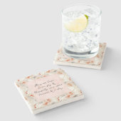 ビューティフルピーチレッドフローラロマン結婚ティーズ ストーンコースター (横)