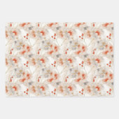 ビューティフルピーチレッドホワイトフローラ ラッピングペーパーシート (正面3)