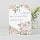 ビューティフルピーチ赤面ウォーターカラーバラ結婚ズ 招待状 (スタンド正面)