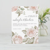 ビューティフルピーチ赤面ウォーターカラーバラ 招待状 (スタンド正面)