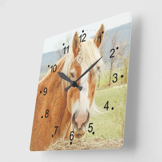 ビューティフルファームホース&カントリーサイドスクエアウォールクロー スクエア壁時計 (傾斜)