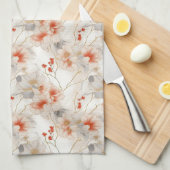 ビューティフルフェミニンピーチレッドフローラ キッチンタオル (四つ折り)