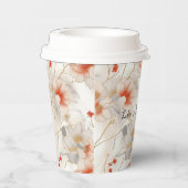 ビューティフルフェミニンピーチレッドホワイトフローラ 紙コップ (右)