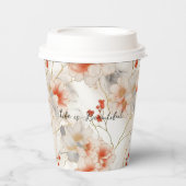 ビューティフルフェミニンピーチレッドホワイトフローラ 紙コップ (正面)