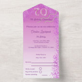ビューティフルフォールピンクグリッター70誕生日 オールインワン招待状 (内側)