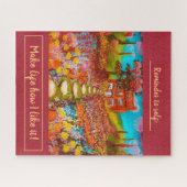 ビューティフルフラワーガーデンコテージw/誕生日ウィッシュ ジグソーパズル (横)