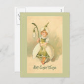 ビューティフルフラワーガールヴィンテージイースター シーズンポストカード (正面/裏面)