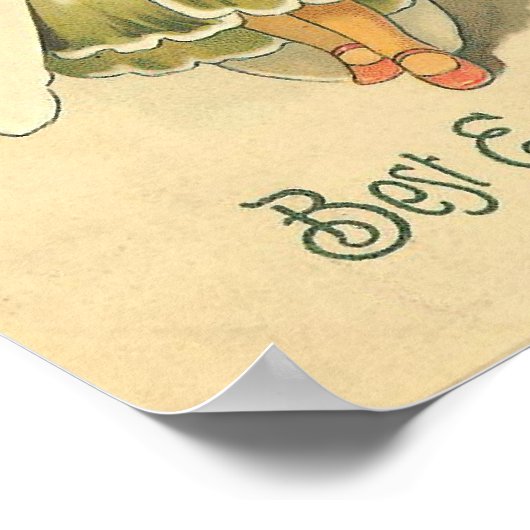 ビューティフルフラワーガールヴィンテージイースター ポスター (角)