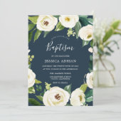 ビューティフルフラワーズターコイズバプテスマ招待状 招待状 (スタンド正面)