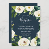 ビューティフルフラワーズターコイズバプテスマ招待状 招待状 (正面/裏面)