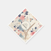 ビューティフルフラワーズ&エッフェルタワーパリ誕生日 スタンダードカクテルナプキン (角)
