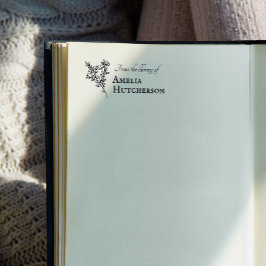 ビューティフルフラワーブランチヴィンテージ名帳プレート セルフインキングスタンプ