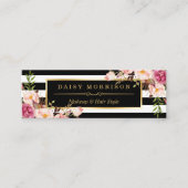 ビューティフルフラワーラッピング金ゴールドB&Wストライプ スキニー名刺 (正面)