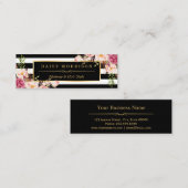 ビューティフルフラワーラッピング金ゴールドB&Wストライプ スキニー名刺 (正面/裏面)