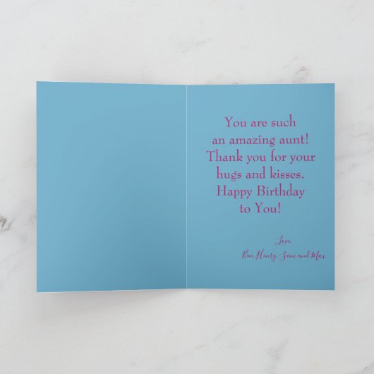 ビューティフルフローラハッピーバースデー叔母写真 カード (内部)