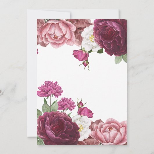 ビューティフルフローラブルゴーニュブライダルシャワー 招待状 (裏面)