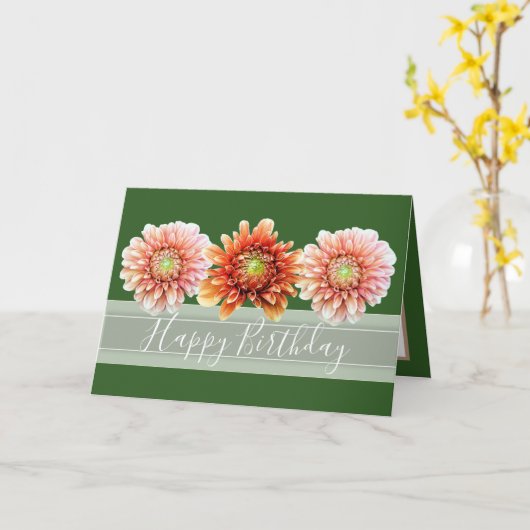 ビューティフルフローラブーケオレンジダリアス誕生日 カード (黄色い花)