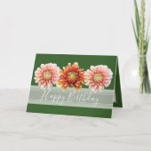 ビューティフルフローラブーケオレンジダリアス誕生日 カード (正面)