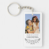ビューティフルフローララインア最高のートおばあちゃんの写真 キーホルダー (正面)