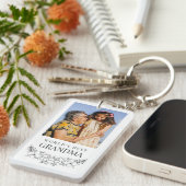 ビューティフルフローララインア最高のートおばあちゃんの写真 キーホルダー (正面右)