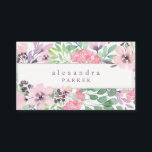 ビューティフルフローラル｜トレンディー水彩フレーム 名刺<br><div class="desc">これらのトレンディーおよびスタイリッシュな名刺はピンクおよび紫色の水彩画の花を、および沢山の緑の葉を特色にします。</div>