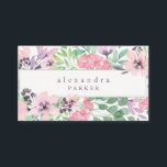 ビューティフルフローラル｜トレンディー水彩フレーム 名刺<br><div class="desc">これらのトレンディーおよびスタイリッシュな名刺はピンクおよび紫色の水彩画の花を、および沢山の緑の葉を特色にします。</div>