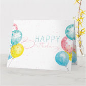 ビューティフルブライトウォーター色ハッピーバースデーデザイン カード (黄色い花)