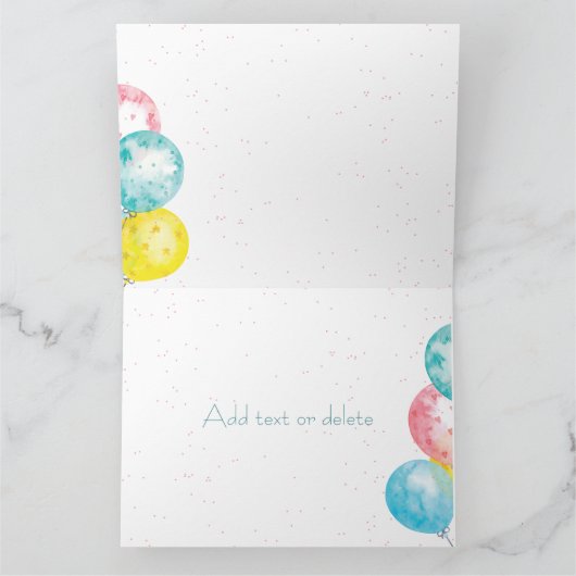 ビューティフルブライトウォーター色ハッピーバースデーデザイン カード (内部)