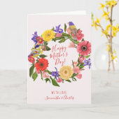 ビューティフルブライトフローラリースハッピーマザーズデイ カード (黄色い花)