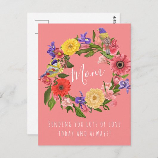 ビューティフルブライトフローラリースハッピーマザーズデイ ポストカード (正面/裏面)