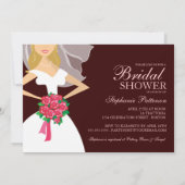 ビューティフルブライドピンクブリデスメイドブライダルシャワー 招待状 (裏面)