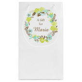 ビューティフルブラウングリーンフローラリースブライダルシャワー スモールペーパーバッグ (裏面)