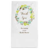 ビューティフルブラウングリーンフローラリースブライダルシャワー スモールペーパーバッグ (正面)