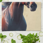 ビューティフルブラウンホース名前をカスタムする キッチンタオル (折り畳み)