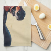 ビューティフルブラウンホース名前をカスタムする キッチンタオル (四つ折り)