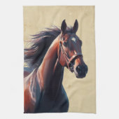 ビューティフルブラウンホース名前をカスタムする キッチンタオル (縦)