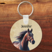 ビューティフルブラウンホース名前をカスタムする キーホルダー (正面)