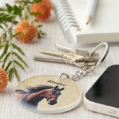 ビューティフルブラウンホース名前をカスタムする キーホルダー (正面右)