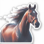 ビューティフルブラウンホース名前をカスタムする シール (正面)